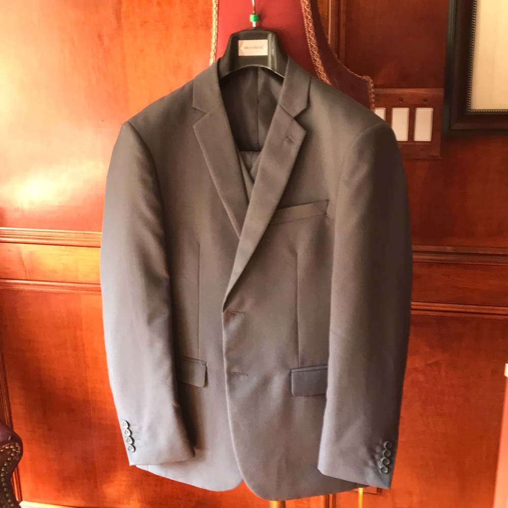 Men's Gray Single-Breasted Suit Blazer